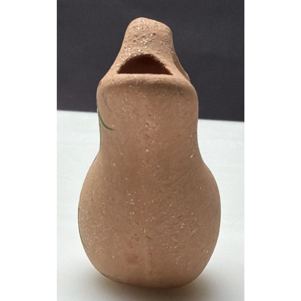 Vintage Micaceous Clay Pottery Mini Wedding Vase Hand Painted